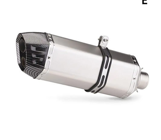 51mm Slip-On Motorcycle Exhaust Muffler Silver Carbon Tip | YZF R3, R1, R6, CBR125, GSXR125, Ninja 400